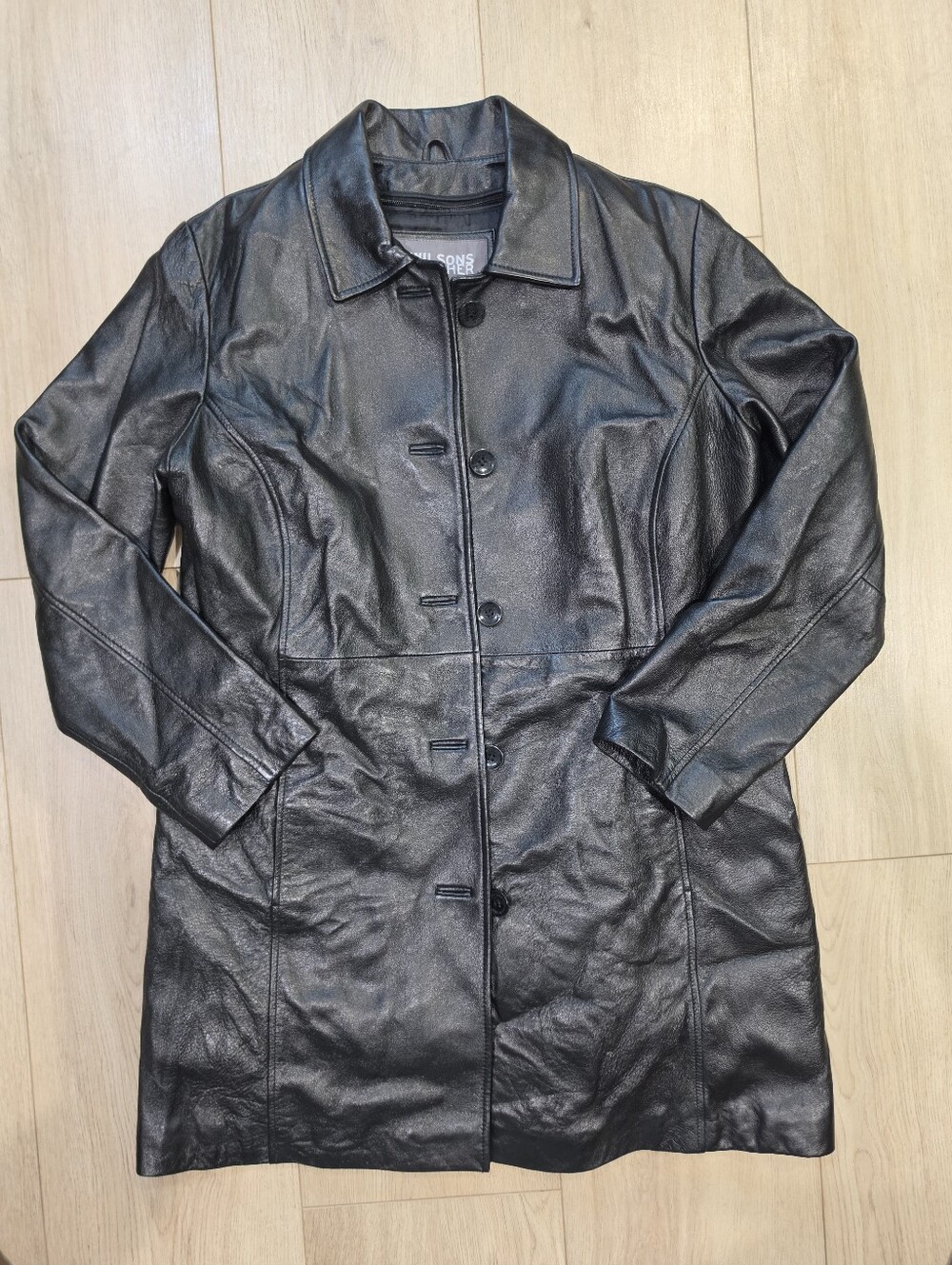 Wilsons Leather Women's L Black Genuine Leather Long Coat Thinsulate Y2K